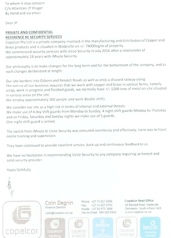 Usizo - Letters of Recommendation